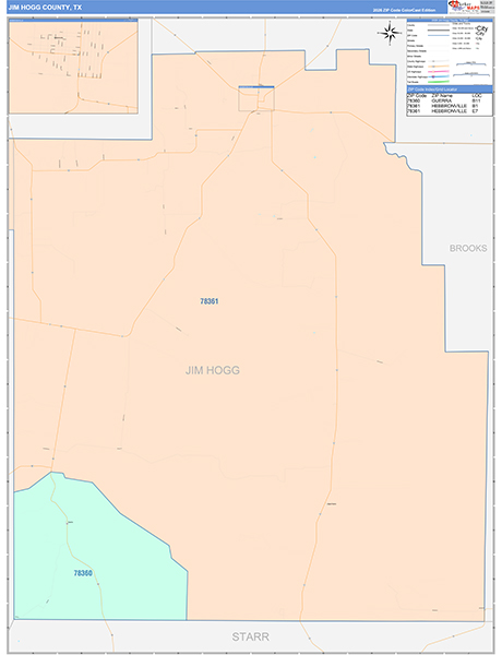 Jim Hogg County, TX Zip Code Map